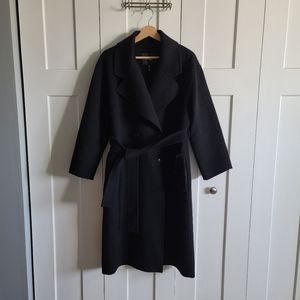 Maje black gerry belted wool coat